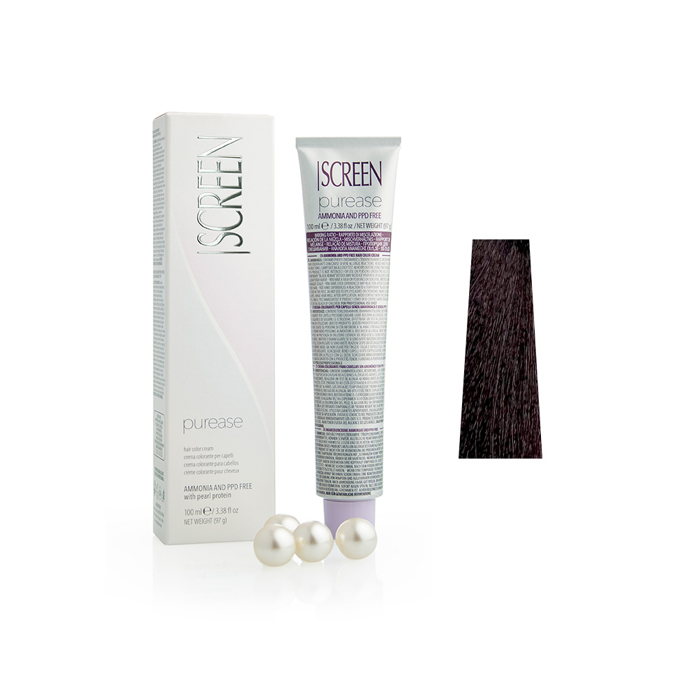 Крем-фарба без аміаку з протеїнами перлів SCREEN Purease 4V (4.2) Violet Brown, 100 ml - 1